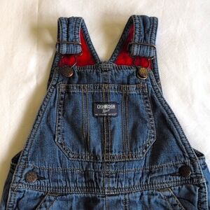 oshkosh b'gosh vestbak fleece lined denim jeans overalls 24 months baby boy